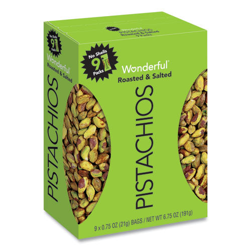 Paramount Farms® Wonderful No Shells Pistachios, Roasted And Salted, 0.75 Oz Bag, 9 Bags-box, 4 Boxes-carton freeshipping - TVN Wholesale