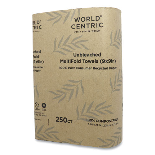 World Centric® 100 Percent Pcw Recycled Paper Towels, 1-ply, 9 X 9, Natural, 250-pack, 16 Packs-carton freeshipping - TVN Wholesale