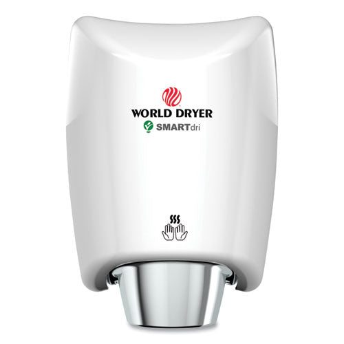 WORLD DRYER® Smartdri Hand Dryer, Aluminum, White freeshipping - TVN Wholesale