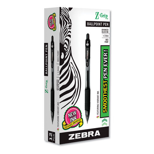 Zebra® Z-grip Ballpoint Pen, Retractable, Medium 1 Mm, Blue Ink, Clear Barrel, 24-pack freeshipping - TVN Wholesale