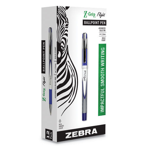 Zebra® Z-grip Flight Ballpoint Pen, Stick, Bold 1.2 Mm, Blue Ink, White-blue Fashion Accents Barrel, Dozen freeshipping - TVN Wholesale