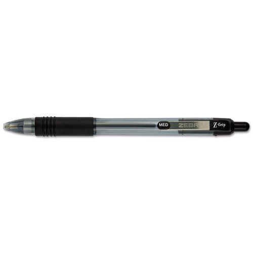 Zebra® Z-grip Ballpoint Pen, Retractable, Medium 1 Mm, Black Ink, Clear Barrel, Dozen freeshipping - TVN Wholesale