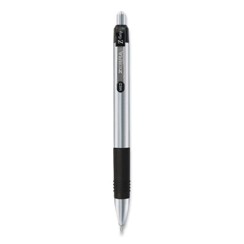 Zebra® Z-grip Metal Ballpoint Pen, Retractable, Medium 1 Mm, Black Ink, Silver Barrel, Dozen freeshipping - TVN Wholesale