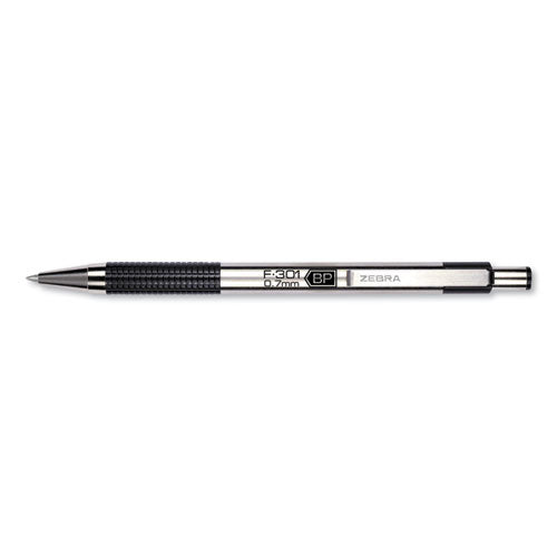 Zebra® F-301 Ballpoint Pen, Retractable, Fine 0.7 Mm, Black Ink, Stainless Steel-black Barrel freeshipping - TVN Wholesale