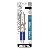 Zebra® F-402 Ballpoint Pen, Retractable, Fine 0.7 Mm, Blue Ink, Stainless Steel-blue Barrel, 2-pack freeshipping - TVN Wholesale