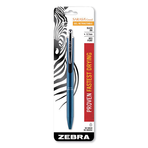 Zebra® Sarasa Grand Gel Pen, Retractable, Medium 0.7 Mm, Black Ink, Turquoise Barrel freeshipping - TVN Wholesale