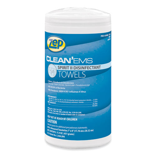 Zep® Clean'ems Spirit Ii Towels, 8 X 7, Citrus, 80-canister, 6 Canisters-carton freeshipping - TVN Wholesale