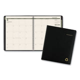 Recycled Monthly Planner With Perforated Memo Section, 8.75 X 7, Black Cover, 12-month (jan To Dec): 2022