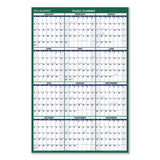 Vertical Erasable Wall Planner, 32 X 48, White-green Sheets, 12-month (jan To Dec): 2022