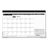 Compact Desk Pad, 18 X 11, White Sheets, Black Binding, Clear Corners, 12-month (jan To Dec): 2022