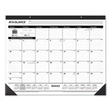 Ruled Desk Pad, 24 X 19, White Sheets, Black Binding, Black Corners, 12-month (jan To Dec): 2022
