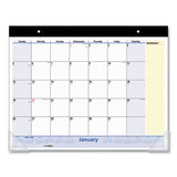 Quicknotes Desk Pad, 22 X 17, White-blue-yellow Sheets, Black Binding, Clear Corners, 13-month (jan To Jan): 2022 To 2023