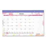 AT-A-GLANCE® Watercolors Monthly Desk Pad Calendar, Watercolor Artwork, 17.75 X 11, Purple Binding-clear Corners, 12-month (jan-dec): 2022 freeshipping - TVN Wholesale 