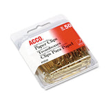 ACCO Gold Tone Paper Clips, Small (no. 2), Gold Tone, 100-box freeshipping - TVN Wholesale 