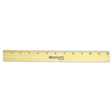 Westcott® Flat Wood Ruler With Two Double Brass Edges, Standard-metric, 12", Clear Lacquer Finish freeshipping - TVN Wholesale 