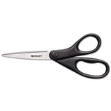 Westcott® Design Line Straight Stainless Steel Scissors, 8" Long, 3.13" Cut Length, Black Straight Handle freeshipping - TVN Wholesale 