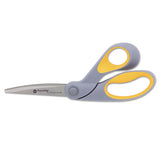Westcott® Extremedge Titanium Bent Scissors, 9" Long, 4.5" Cut Length, Gray-yellow Offset Handle freeshipping - TVN Wholesale 