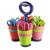 Westcott® Scissor Caddy With Kids' Scissors, 5" Long, 2" Cut Length, Light Blue; Light Green; Pink; Yellow, Straight Handles, 24-set freeshipping - TVN Wholesale 