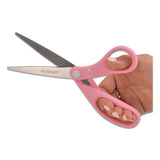 Westcott® All Purpose Pink Ribbon Scissors, 8" Long, 3.5" Cut Length, Pink Straight Handle freeshipping - TVN Wholesale 