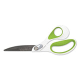 Westcott® Carbotitanium Bonded Scissors, 8" Long, 3.25" Cut Length, White-green Straight Handle freeshipping - TVN Wholesale 
