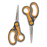 Westcott® Non-stick Titanium Bonded Scissors, 8" Long, 3.25" Cut Length, Gray-orange Straight Handles, 2-pack freeshipping - TVN Wholesale 