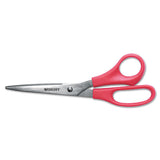 Westcott® Value Line Stainless Steel Shears, 8" Long, 3.5" Cut Length, Red Straight Handle freeshipping - TVN Wholesale 