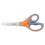 Westcott® Elite Series Stainless Steel Shears, 8" Long, 3.5" Cut Length, Orange Straight Handle freeshipping - TVN Wholesale 