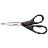 Westcott® Design Line Straight Stainless Steel Scissors, 8" Long, 3.13" Cut Length, Burgundy Straight Handle freeshipping - TVN Wholesale 