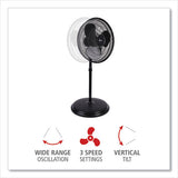 Alera® 16" 3-speed Oscillating Pedestal Stand Fan, Metal, Plastic, Black freeshipping - TVN Wholesale 