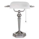 Alera® Banker's Lamp, Post Neck, 10"w X 13.38"d X 16"h, Brushed Nickel freeshipping - TVN Wholesale 