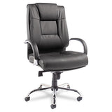 Alera® Alera Ravino Big-tall High-back Bonded Leather Chair, Headrest, Supports 450 Lb, 20.07" To 23.74" Seat, Black, Chrome Base freeshipping - TVN Wholesale 