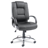 Alera® Alera Ravino Big-tall High-back Bonded Leather Chair, Headrest, Supports 450 Lb, 20.07" To 23.74" Seat, Black, Chrome Base freeshipping - TVN Wholesale 