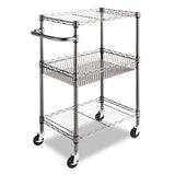 Alera® Three-tier Wire Cart With Basket, 28w X 16d X 39h, Black Anthracite freeshipping - TVN Wholesale 
