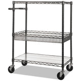 Alera® Three-tier Wire Cart With Basket, 34w X 18d X 40h, Black Anthracite freeshipping - TVN Wholesale 