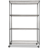 Alera® Nsf Certified 4-shelf Wire Shelving Kit With Casters, 48w X 18d X 72h, Black Anthracite freeshipping - TVN Wholesale 