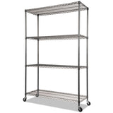 Alera® Nsf Certified 4-shelf Wire Shelving Kit With Casters, 48w X 18d X 72h, Black Anthracite freeshipping - TVN Wholesale 