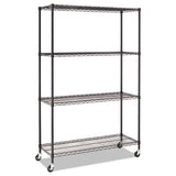 Alera® Nsf Certified 4-shelf Wire Shelving Kit With Casters, 48w X 18d X 72h, Black freeshipping - TVN Wholesale 