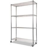 Alera® Nsf Certified 4-shelf Wire Shelving Kit With Casters, 48w X 18d X 72h, Silver freeshipping - TVN Wholesale 