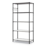 Alera® 5-shelf Wire Shelving Kit With Casters And Shelf Liners, 36w X 18d X 72h, Black Anthracite freeshipping - TVN Wholesale 