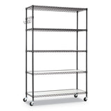 Alera® 5-shelf Wire Shelving Kit With Casters And Shelf Liners, 48w X 18d X 72h, Black Anthracite freeshipping - TVN Wholesale 