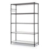 Alera® 5-shelf Wire Shelving Kit With Casters And Shelf Liners, 48w X 18d X 72h, Black Anthracite freeshipping - TVN Wholesale 
