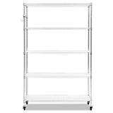 Alera® 5-shelf Wire Shelving Kit With Casters And Shelf Liners, 48w X 18d X 72h, Silver freeshipping - TVN Wholesale 