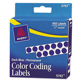 Avery® Handwrite-only Permanent Self-adhesive Round Color-coding Labels In Dispensers, 0.25" Dia., Dark Blue, 450-roll, (5793) freeshipping - TVN Wholesale 