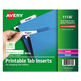Avery® Tabs Inserts For Hanging File Folders, 1-5-cut Tabs, White, 2" Wide, 100-pack freeshipping - TVN Wholesale 
