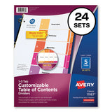 Avery® Customizable Toc Ready Index Multicolor Dividers, 5-tab, Letter, 24 Sets freeshipping - TVN Wholesale 