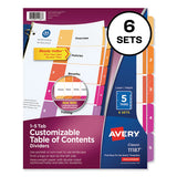 Avery® Customizable Toc Ready Index Multicolor Dividers, 5-tab, Letter, 6 Sets freeshipping - TVN Wholesale 