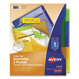 Avery® Insertable Big Tab Plastic Three-pocket Corner Lock Dividers, 5-tab, 11.13 X 9.25, Assorted, 1 Set freeshipping - TVN Wholesale 