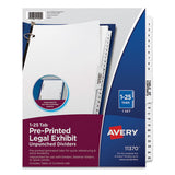 Avery® Preprinted Legal Exhibit Side Tab Index Dividers, Avery Style, 25-tab, 1 To 25, 11 X 8.5, White, 1 Set freeshipping - TVN Wholesale 