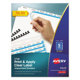 Avery® Print And Apply Index Maker Clear Label Unpunched Dividers, 3tab, Letter, 5 Sets freeshipping - TVN Wholesale 
