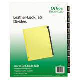 Office Essentials™ Preprinted Black Leather Tab Dividers, 12-tab, Letter freeshipping - TVN Wholesale 